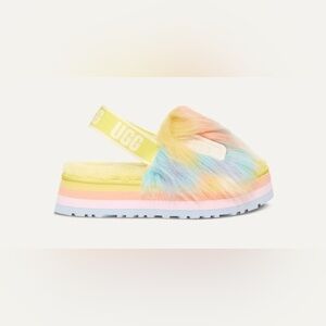 UGG FLUFF YEAH DISCO SLIDE FUR TIE DYE  MARGARITA SANDALS SLIPPERS WOMEN SIZE 6